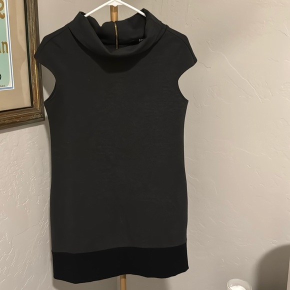 Express Gray Shift Dress Size Small Cowl Neck Cap Sleeves Zip Back Pockets - Picture 2 of 7